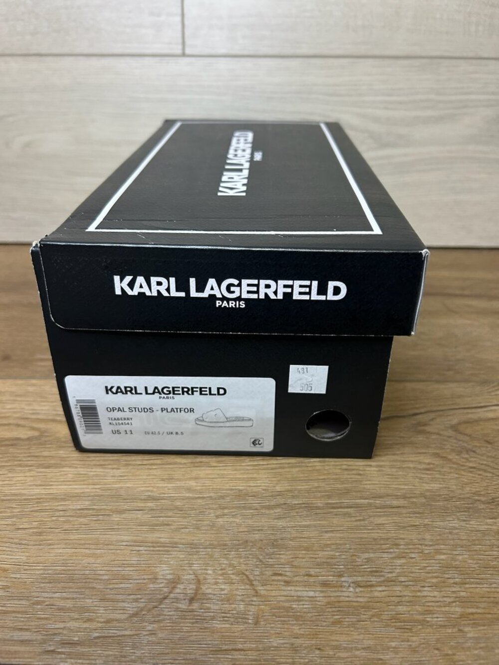 Karl Lagerfeld Womens Sandal Pink Opal Studs Platform Leather Wedge 11 - Picture 5 of 5